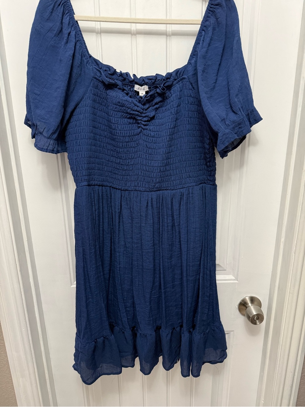 AUW Navy Blue Smocked Mini Dress